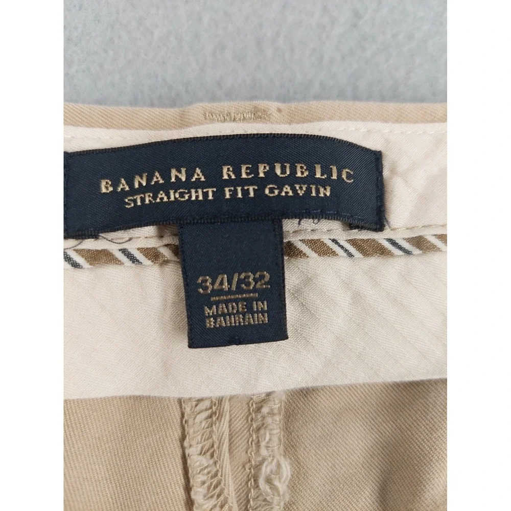 Banana Republic Men Chino Pant 34X32 Beige Straight Leg Casual‎ Work Trouser